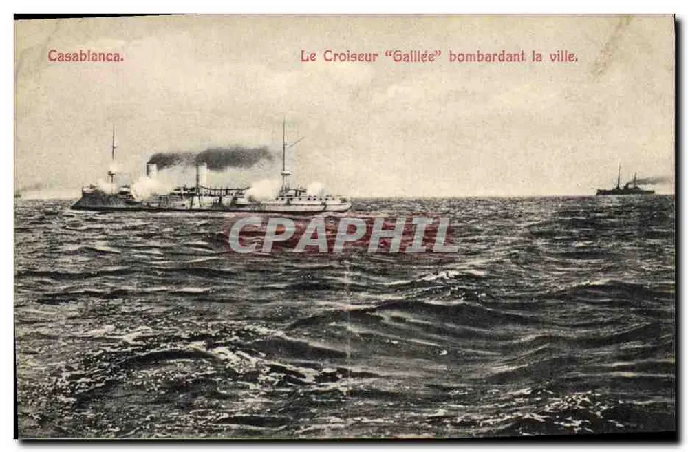 Casablanca — Kreuzer "Galilée" bombardiert die Stadt — Universal Postal Union - Vorderseite