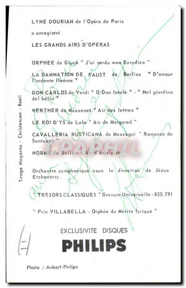 Lyne Dourian — Soprano do Ópera de Paris — exclusividade discos Philips - Verso