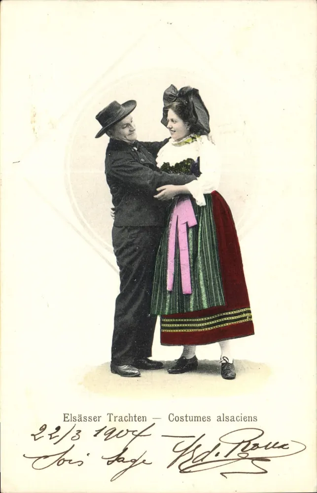 Elsässer Trachten — Trajes alemães — Verlag H. F. STR. Depósito No 3 - Frente