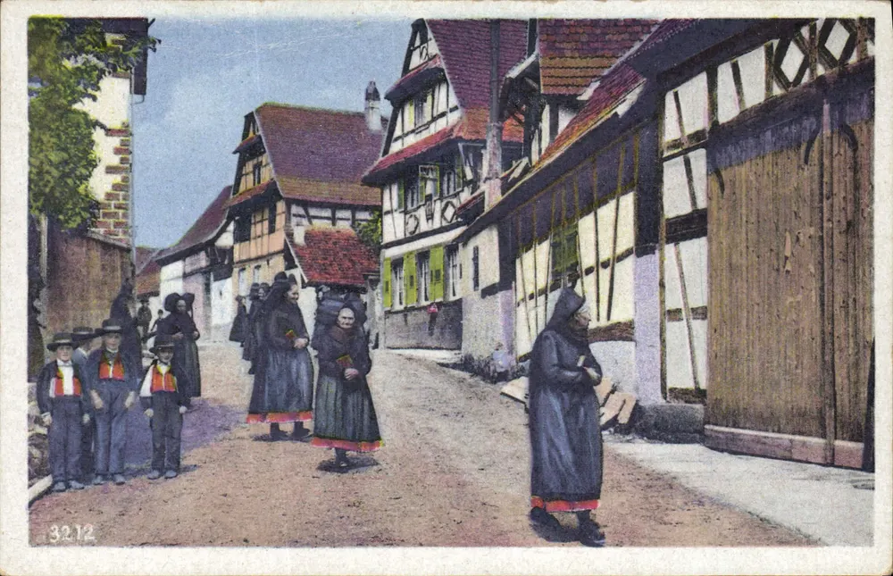 Procissão religiosa no Alsácia — editor Verlag J. Mamps & Cie, Strasbourg - Frente