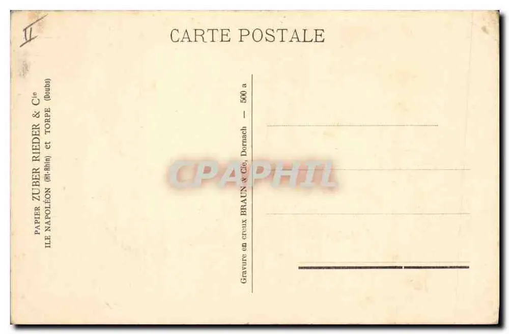 Pequenos camponeses alsacianos — Gravura a cores — Editor: Zuber & Cie, Dornach - Verso