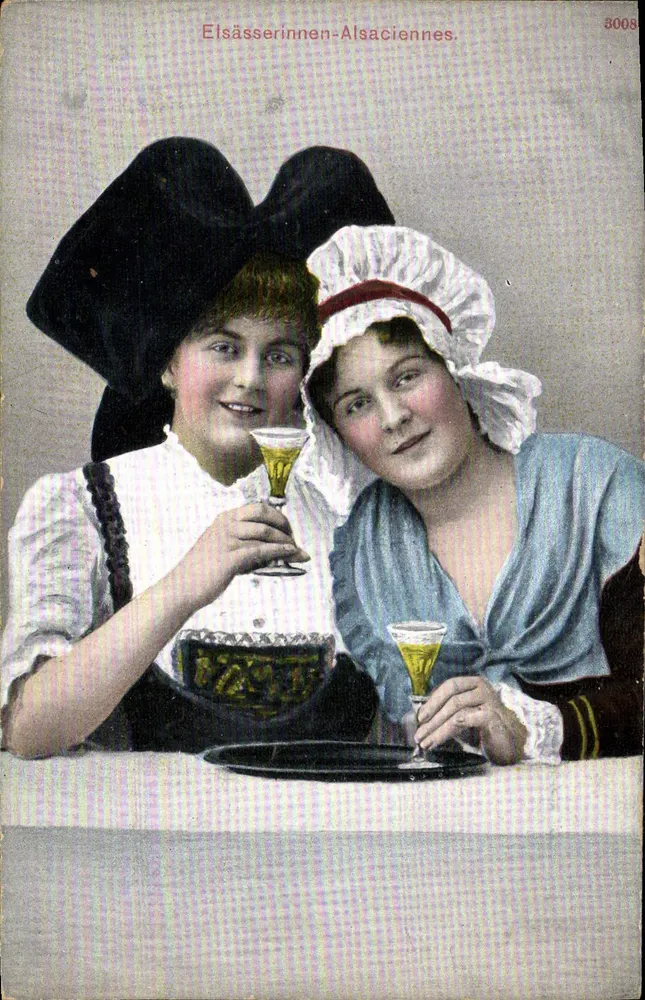Zwei junge Frauen im elsässischen Kleid — Elsässerinnen-Alsaciennes — Felix Luib, Straßburg - Vorderseite