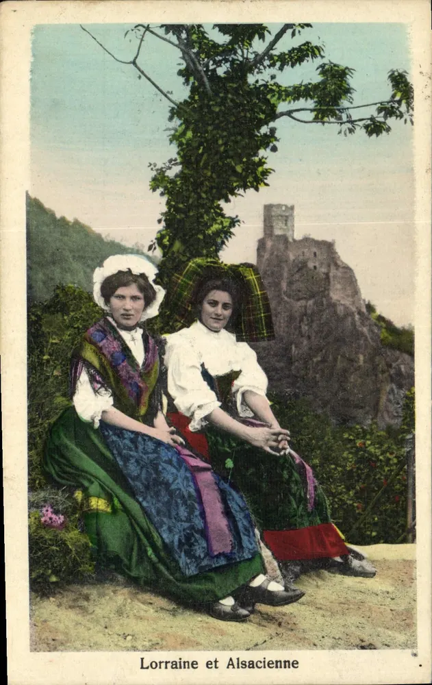 Lorraine und Alsacienne — Zwei Frauen im regionalen Kleid — Verlag nicht sichtbar - Vorderseite