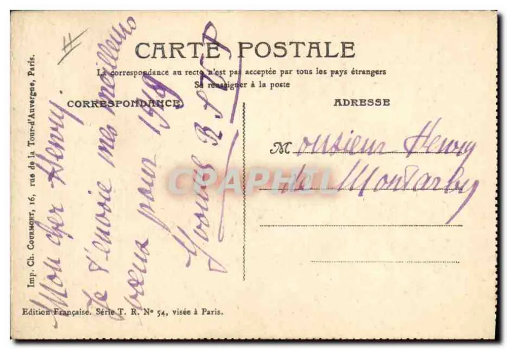 Arbeit — Szenen aus dem häuslichen Leben — Französische Ausgabe, Serie T.R. Nr. 54 - Rückseite
