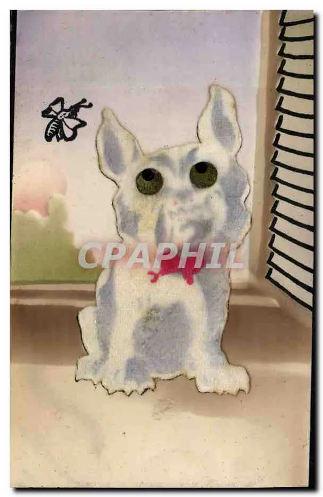 Cachorro no exterior — desenho recortado — datada 31 de agosto de 1914 - Frente
