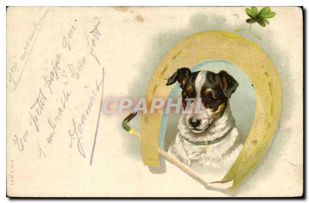 Cachorro em um ferro de cavalo — editor A.B.M.S. n° 1079 - Frente