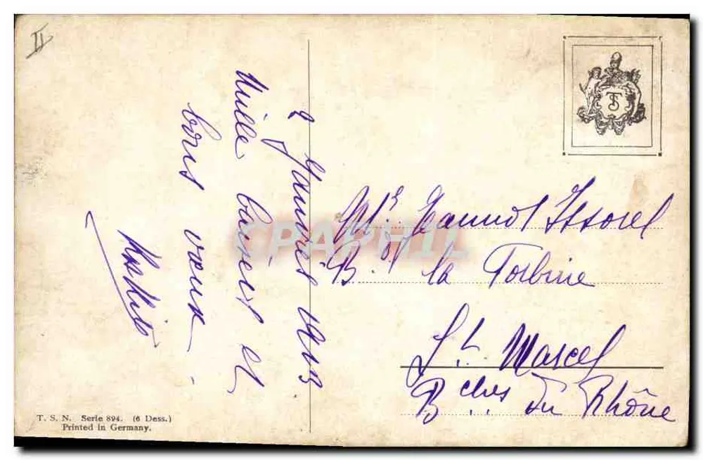 Dwie młode kobiety z psami — scena plażowa — wydawca T.S.N. Seria 894 (6 Rysunków) - Rewers