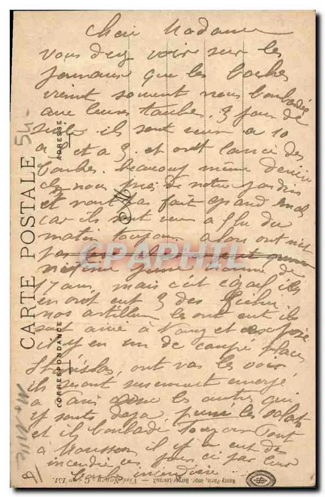 Ambulanz des Schlosses Maxéville — Krieg 1914-1915 — Verlag Nancy-Paris, Druckerei Berger-Levrault - Rückseite