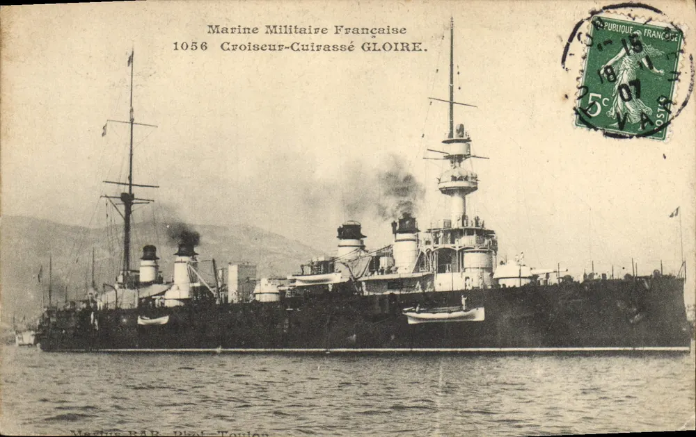 Croiseur-Cuirassé Gloire — Marine Militaire Française — éditeur Marine BAR, Pizot, Toulon - Frente