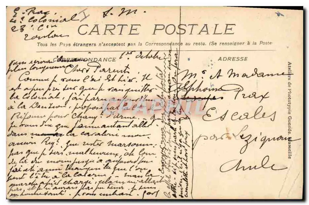 Französische Marine - « Gloire » - Eisenklasse-Kreuzer — Ateliers de Phototypie Guerande - Rückseite