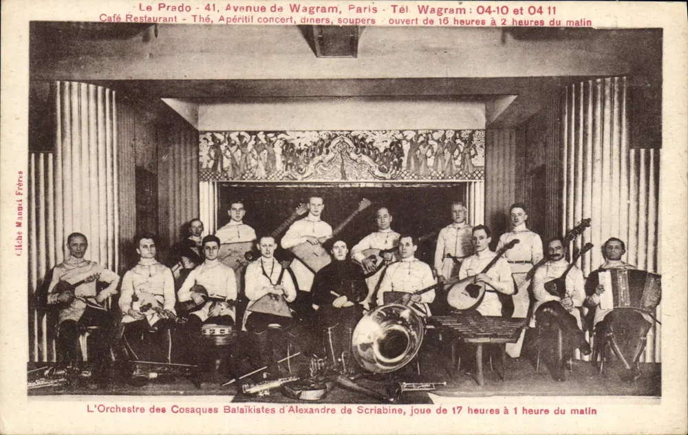 Das Balaïkist-Orchester der Cossaken von Alexander Scriabin — Le Prado, Avenue de Wagram, Paris — Cliché Manuel Frères - Vorderseite