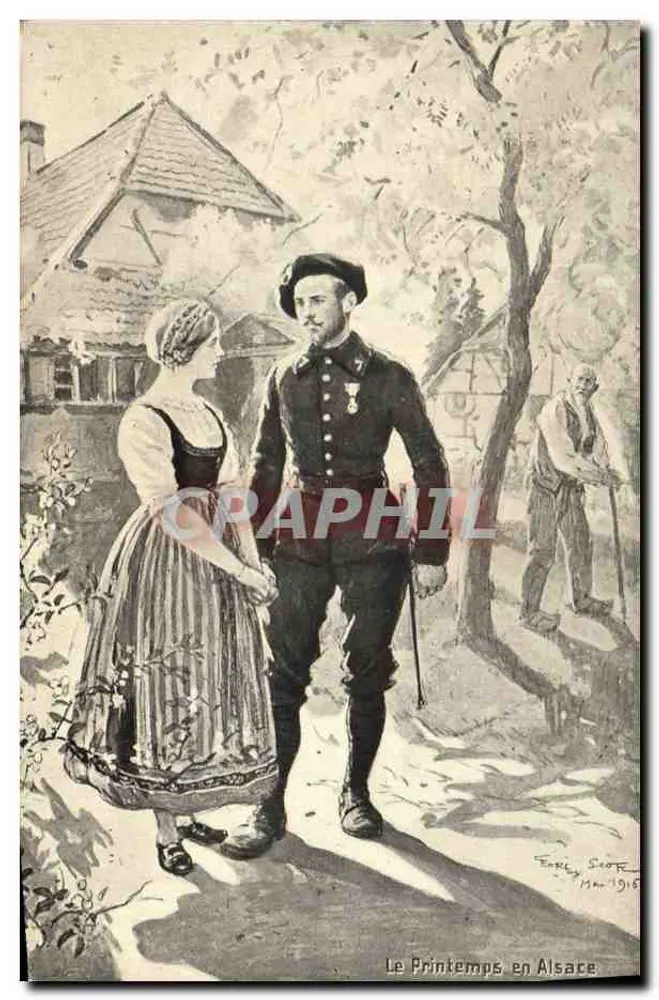 Frühling in der Elsass — Illustration von Emily Scott — März 1916 - Vorderseite