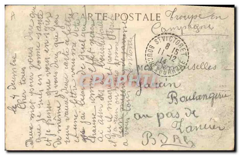 A Tríplice Entente — Finalmente! — Editor Barabino, Costumista O.A., 38, Rue d'Aubagne - Marselha - Verso