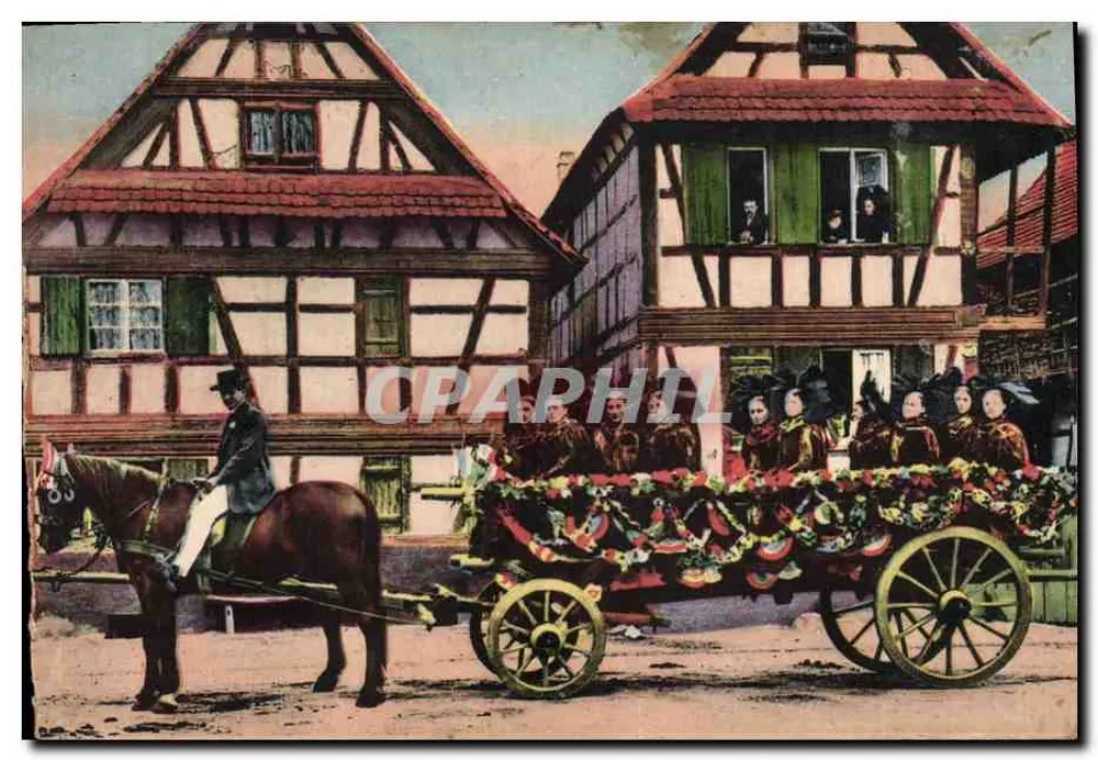 Dorf-Fest — Prozession mit dekoriertem Pferdeanhänger — Verlag C.A. P. - 106 - Vorderseite