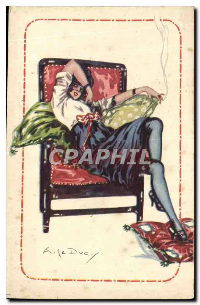 Frau im Sessel liegend — Illustration — A. De Dvay - Vorderseite
