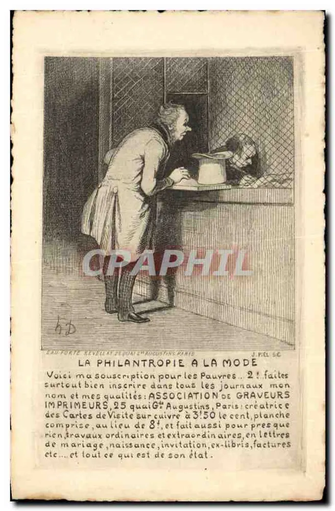 Die Philanthropie à la Mode — Vereinigung der Drucker und Kupferstecher, 25 quai d'Augustins, Paris — J. Piel, sc. - Vorderseite