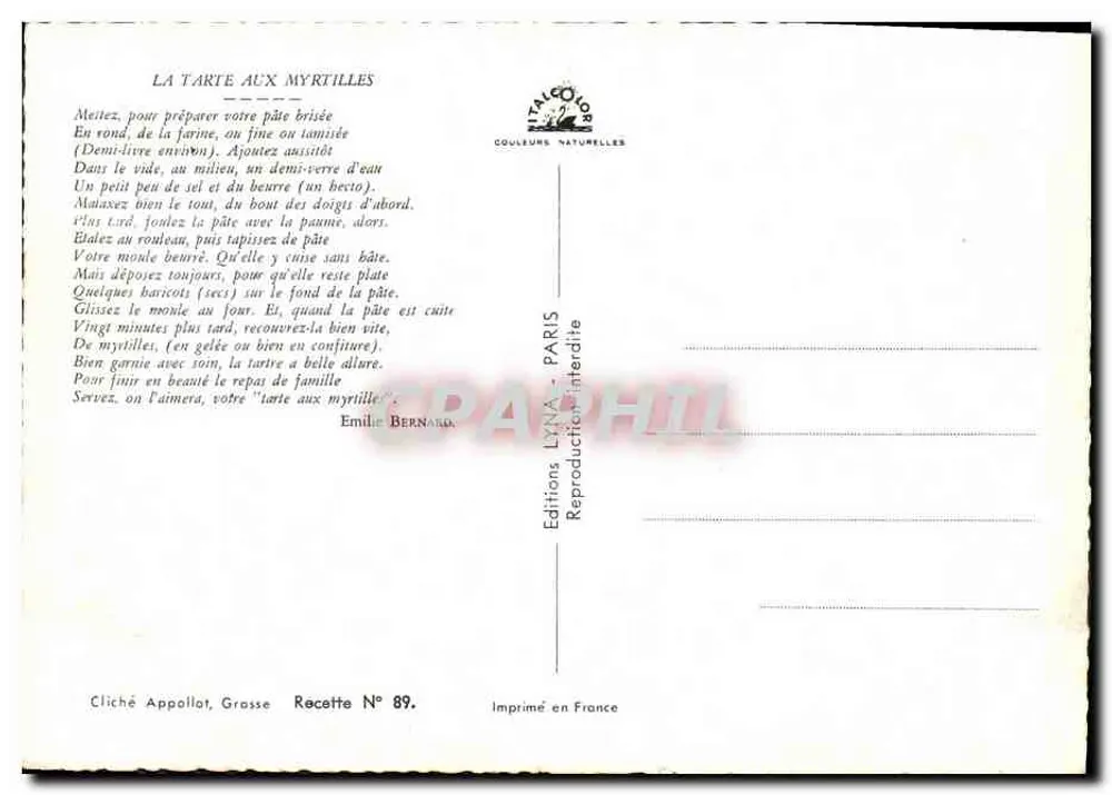 महीना के टार्ट — रेसिपी — Éditions LYNA, संख्या 89 - पीछे