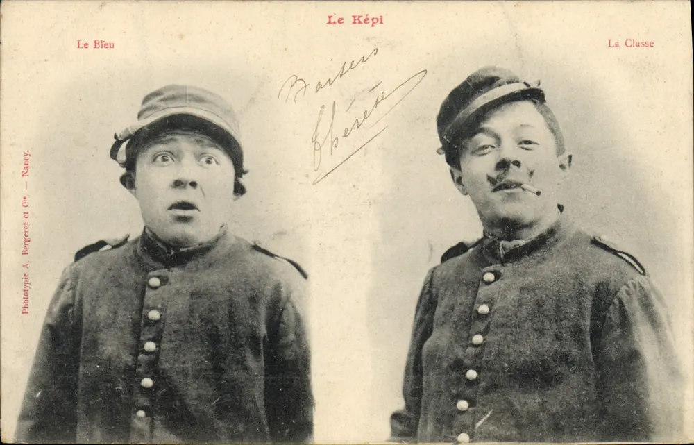 Zwei Soldaten im Képi — Karikaturen — Phototypie A. Bergeret et Cie, Nauzy - Vorderseite