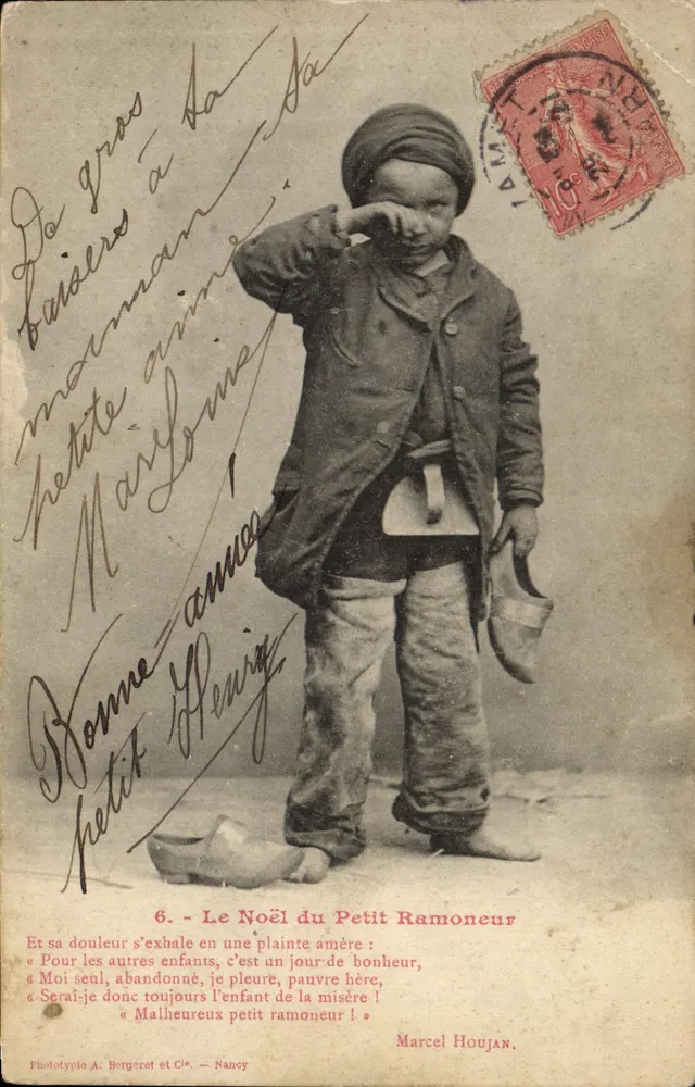 Kleiner Schornsteinfeger — Weihnachten — Phototypie A. Bergeret et Cie, Nancy, n°6 - Vorderseite