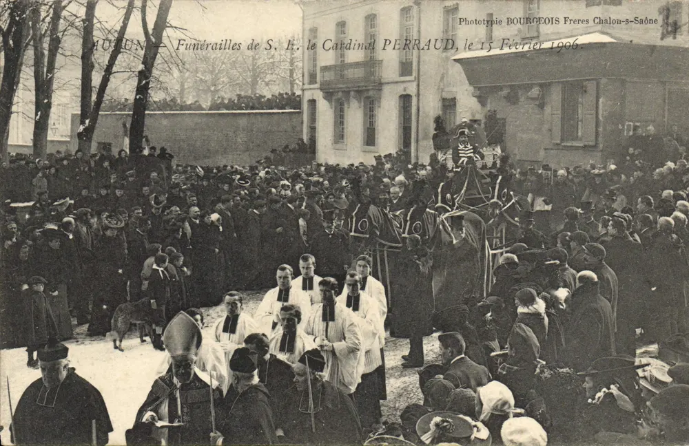 Auchun — Trauerfeier Seiner Eminenz Kardinal PERRAUD, 15. Februar 1906 — Phototypie BOURGEOIS Frères Chalon-s-Saône - Vorderseite