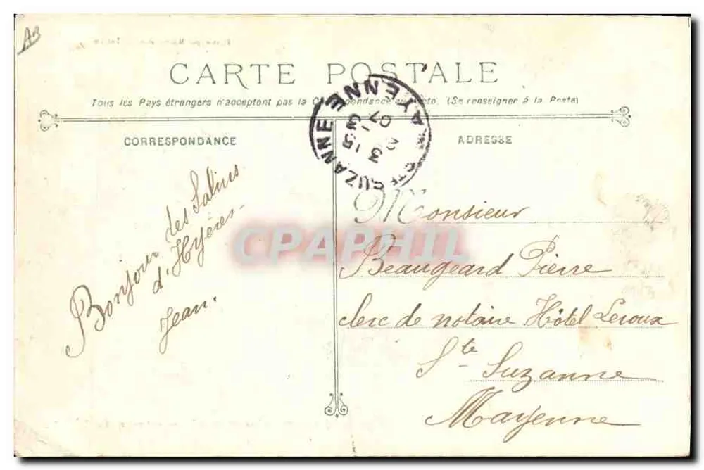 Trauerfeier der Opfer von IÉNA — Die Familien — Marius Bar. — Toulon. - Rückseite