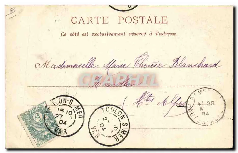 Toulon — Rivista dell'Armata Navale — A. Couturier, fotografo-editore, Toulon, n°448 - Verso