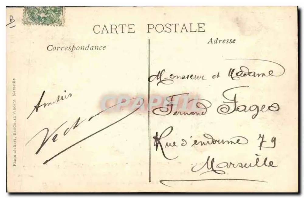 Nationale Trauerfeier für die Opfer des Léna — 16. März 1907 — Photo Atelier Handbouin, Marseille - Rückseite