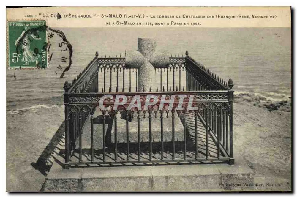 Die Emerald Coast - St-Malo (I.-et-V.) - Das Grab von Chateaubriand (François-René, Graf von) - Phototype Yvassellier, Nantes - Vorderseite