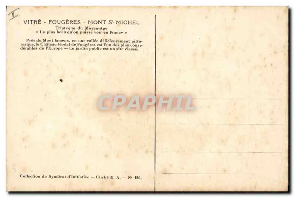 Friedhof von Rennes — Grab von Bénigne de Châteaubriand — Verlag E. A. Nr. 156 - Rückseite