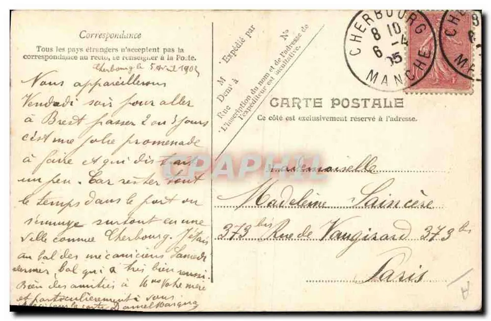 Le Hoche — Cruizer da Marinha Francesa — V.P. Paris No.14 - Verso