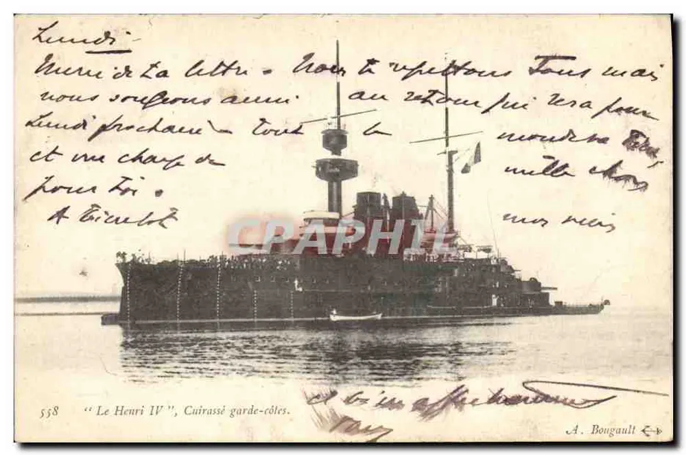 Le Henri IV, Küstenpanzerkreuzer — A. Bougault, n° 558 - Vorderseite