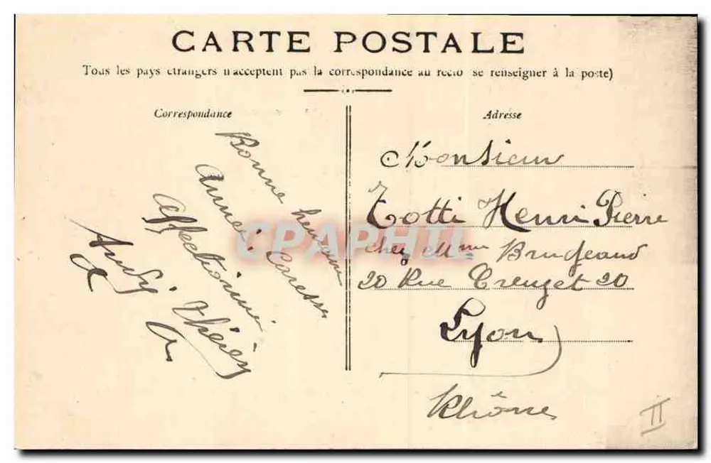 Marinha militar francesa LA H.re Contratorpedeiro — n° 323 — editor não identificado - Verso