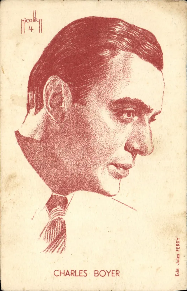 Charles Boyer — retrato em vermelho — Edit. Jules Ferry - Frente