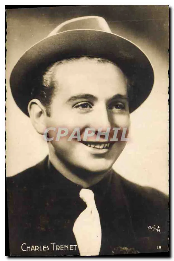 Charles Trenet — retrato sorridente — Edições O. P. Fakh, Paris - Frente
