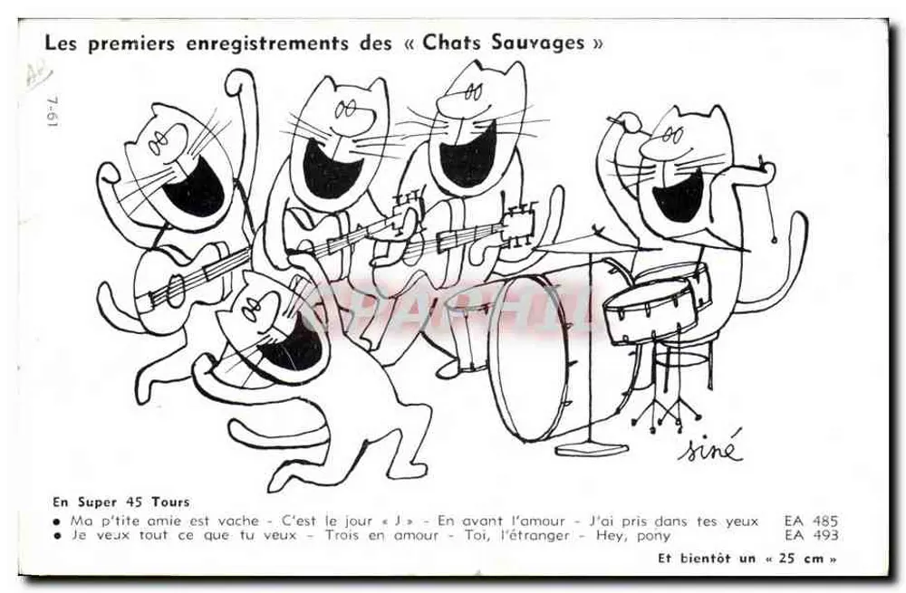 Os Gatos Selvagens — primeiros registros — Foto Mainbourg / Disques Pathé - Verso