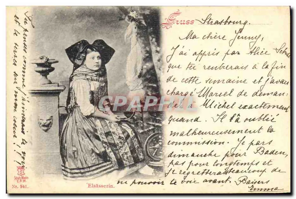 Mulher em traje tradicional — Elsässerin — Studio Maube E.P.W. Nr. 941 - Frente