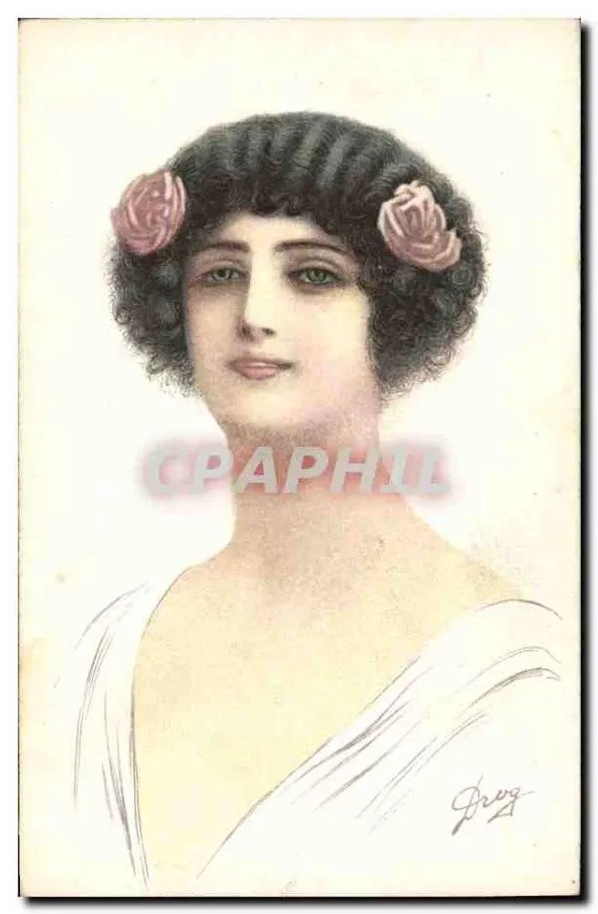 Junge Frau mit Rosen im Haar — Illustration — Drug - Vorderseite