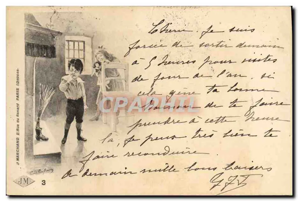 Kind und Frau zu Hause — J. Marchand & Rue du Renard, Paris — n°3 - Vorderseite