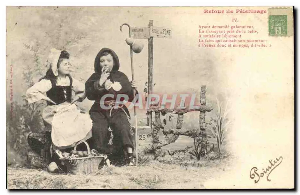Zwei Pilgerinnen in Bézanne — Rückkehr vom Pilgern IV — Verlag: Bézanne & Cie, Nr. 25 - Vorderseite