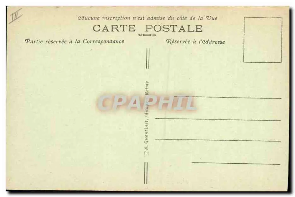 Reims — A Catedral — Gargalos e esculturas nos pináculos — Editor A. Quentin, n°85 - Verso