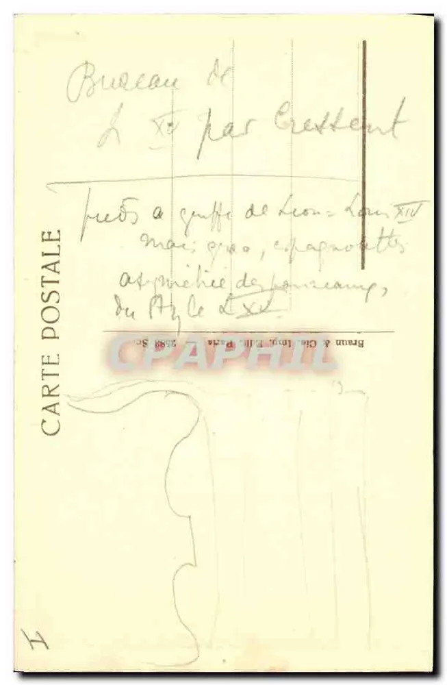 Château de Versailles — Die Galerie der Spiegel — Tisch, an dem der Friedensvertrag am 28. Juni 1919 unterzeichnet wurde — Verlag Braun & Cie, Paris, n°45 - Rückseite