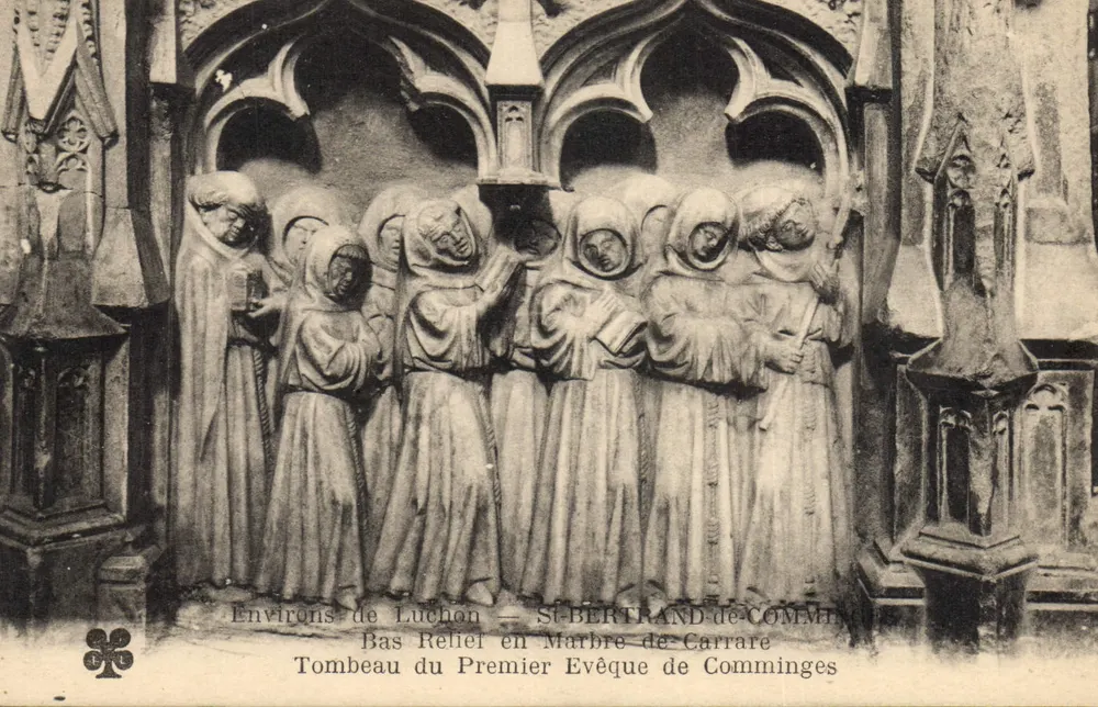 Um Luchon — St-Bertrand de Comminges — Marmorrelief des ersten Bischofs von Comminges - Vorderseite