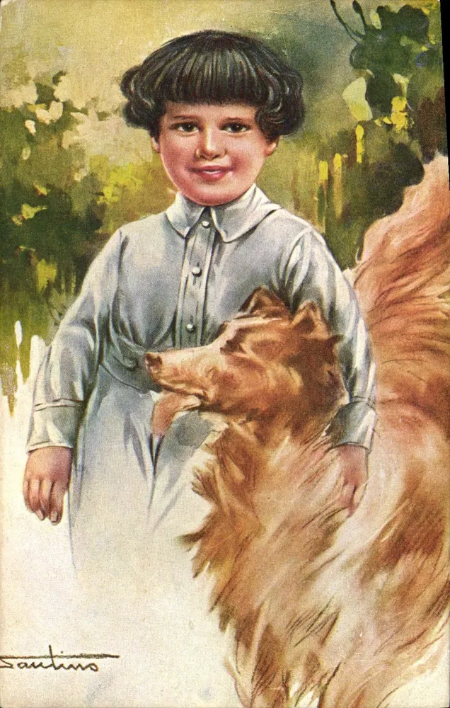 Criança com cachorro — ilustração — Santino - Frente