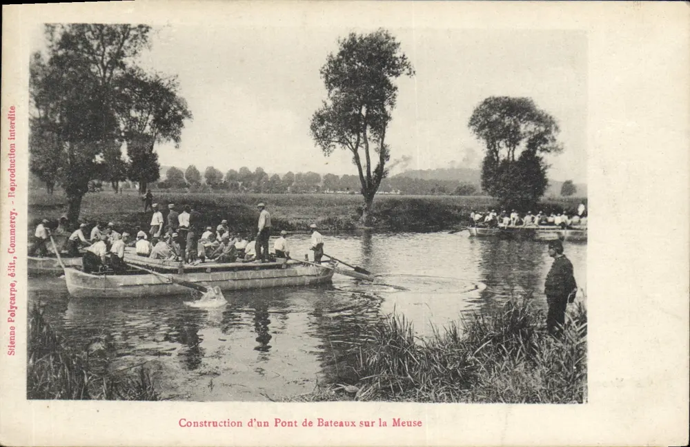 Bau eines Pont de Bateaux auf der Meuse — Sienno Polycarpe, Verlag Commercy - Vorderseite