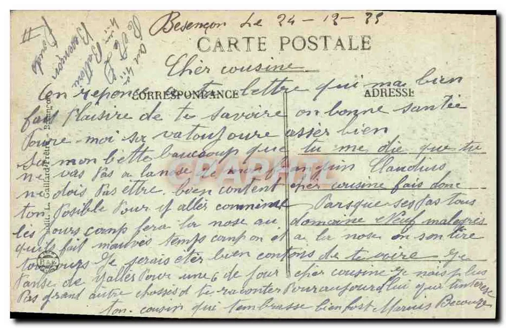 Besançon — Ausflug in die Franche-Comté — Der Doubs mit Kanu — Nr. 336 - Rückseite