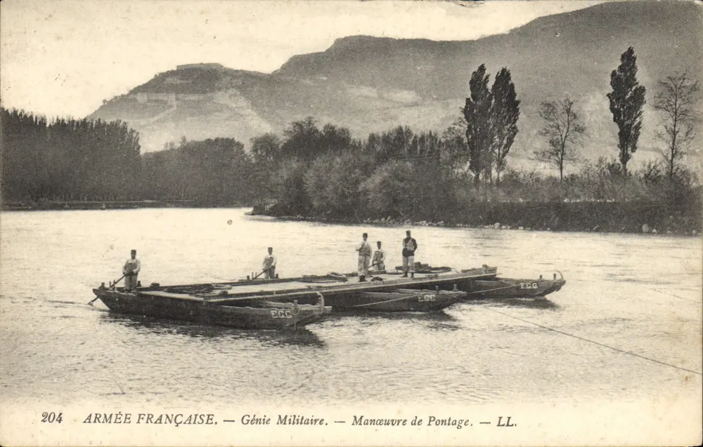 Brücke-Bau-Manöver — Militärtechnik — FRANZÖSISCHE ARMEE — LL. - Vorderseite