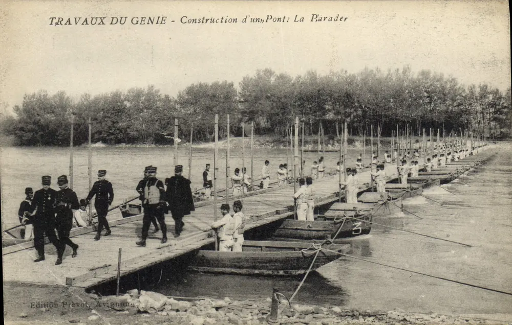 Arbeiten des Ingenieurwesens - Bau einer Brücke: La Parader - Édition Prévot, Avignon - Vorderseite
