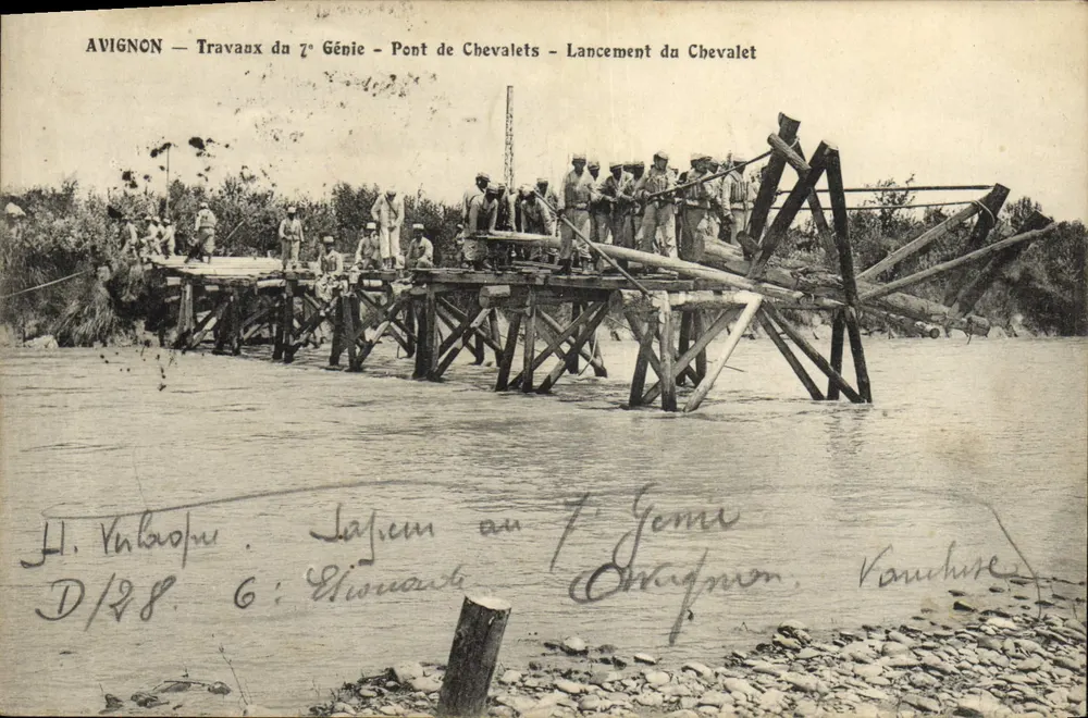 Avignon — Arbeiten des 7. Ingenieurkorps — Brücke der Chevalets — Ausbau des Chevalets - Vorderseite