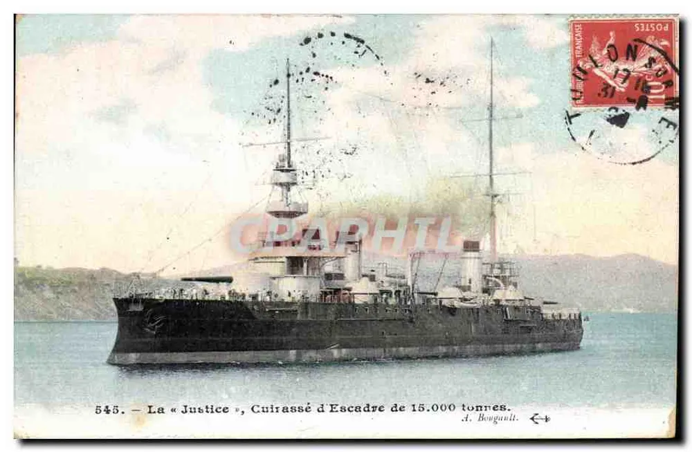 Die « Gerechtigkeit », 15.000-Tonnen-Flottenschiff — A. Bougault, Nr. 545 - Vorderseite