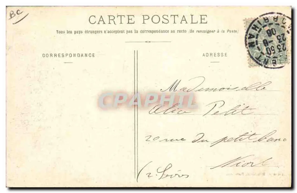 アンティーク絵葉書 船 船の出航 ユリス・ミシェル 1905年8月31日 - 裏面